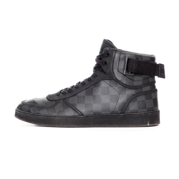 Louis Vuitton Rivoli Damier Graphite Black High-Top Sneakers Men's 9 - Picture 4 of 11